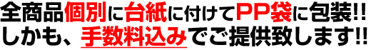 全商品個別に台紙に付けてPP袋に包装!!しかも、手数料込みでご提供致します!!