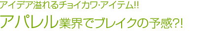 アイデア溢れるチョイ・カワ・アイテム！アパレル業界でブレイクの予感